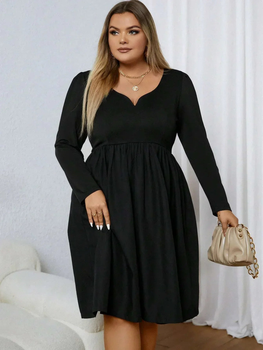 Plus Size Casual V-Neck Dress