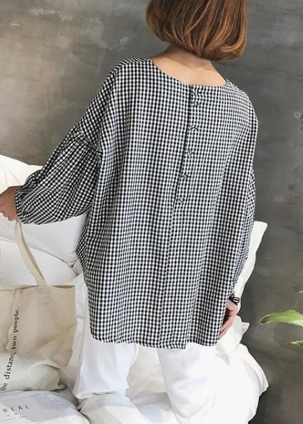 French Plaid Cotton Blouse