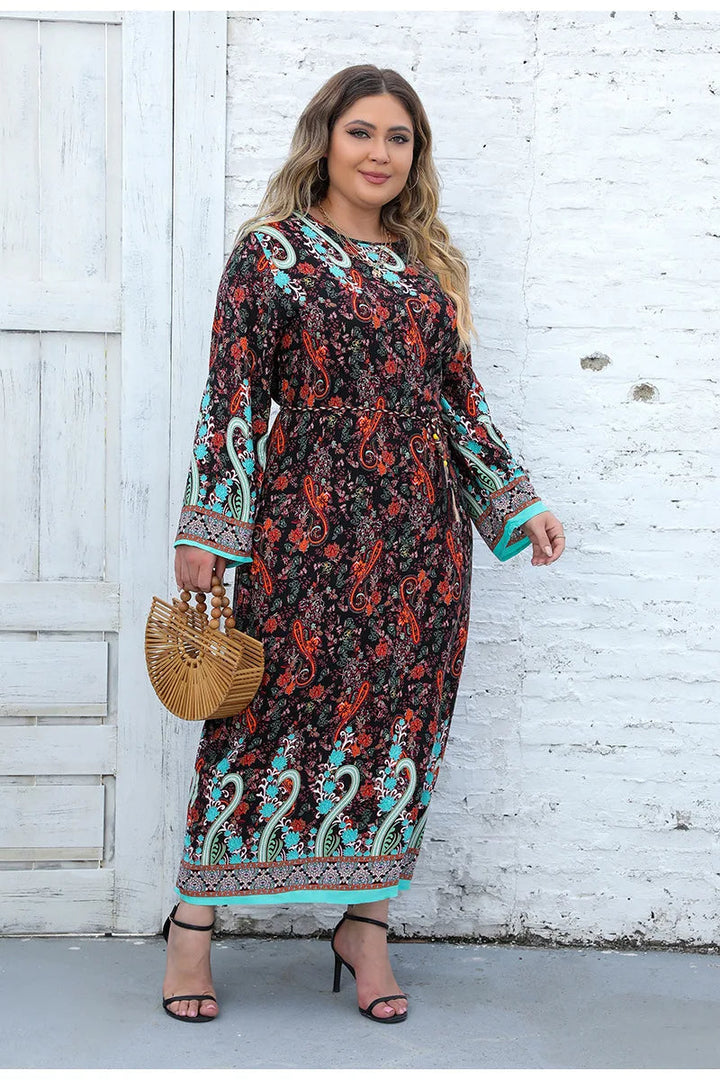 Plus Size Lace-up Dress