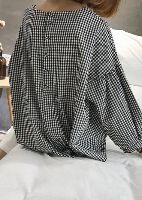 French Plaid Cotton Blouse