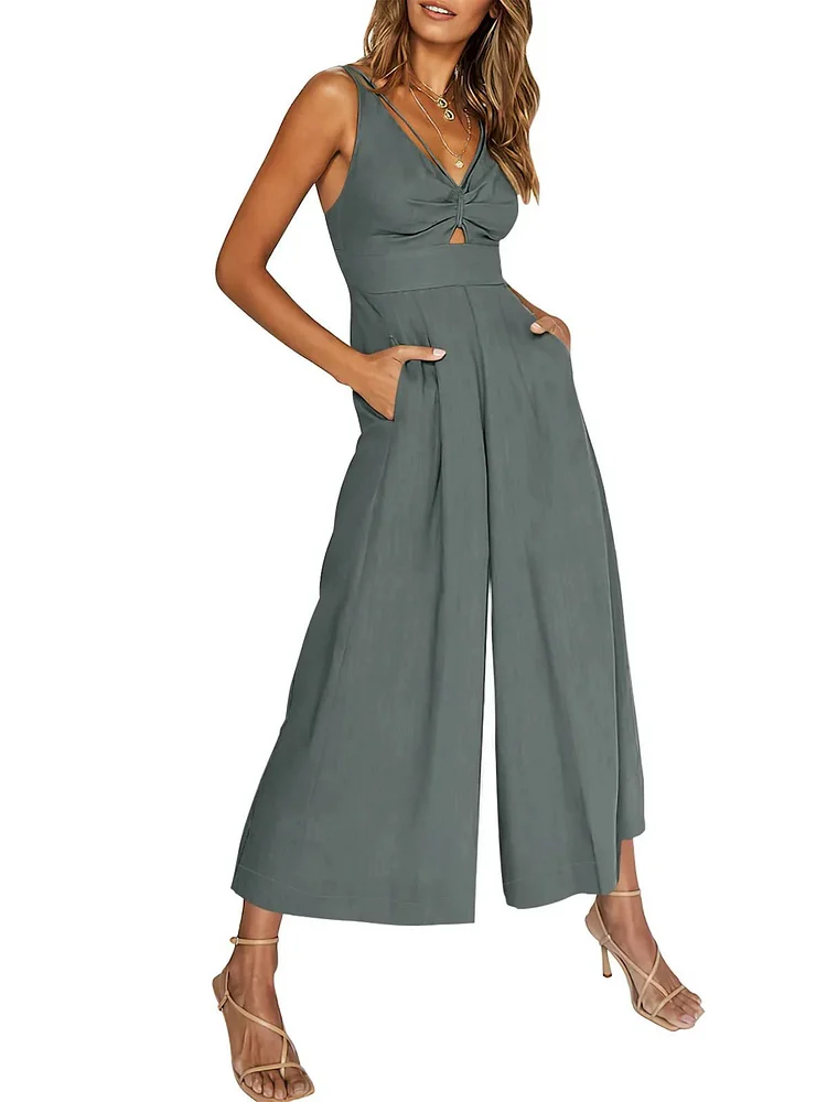 Mila - 2024 new jumpsuits with V-neck and wide legs