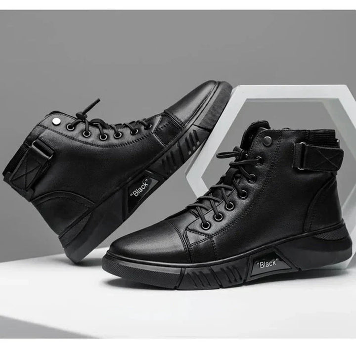 LANCE™ - MEN'S BLACK LEATHER BOOTS