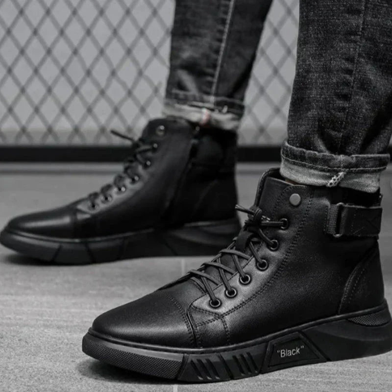 LANCE™ - MEN'S BLACK LEATHER BOOTS