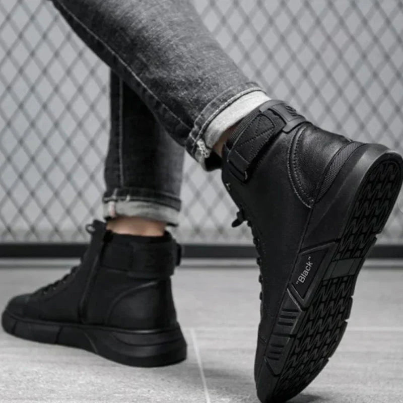 LANCE™ - MEN'S BLACK LEATHER BOOTS