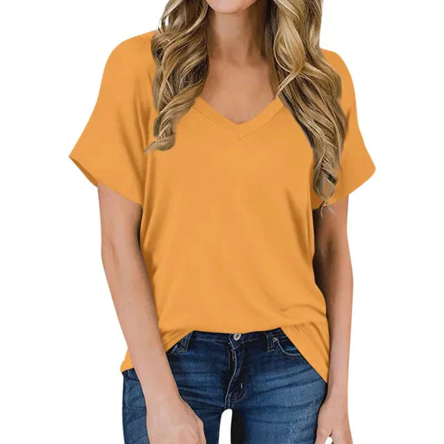 V-Neck Basic T-Shirt | Mia