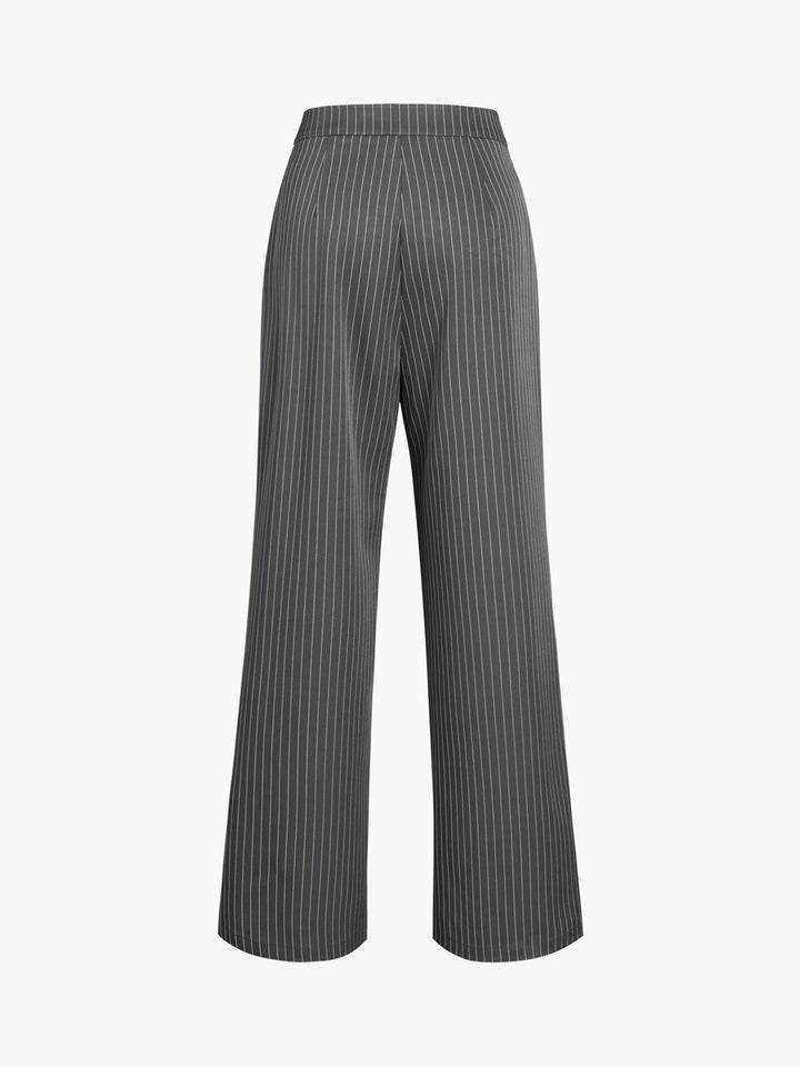 Chic Xenia Pinstripe Wide-Leg Trousers with Pleats