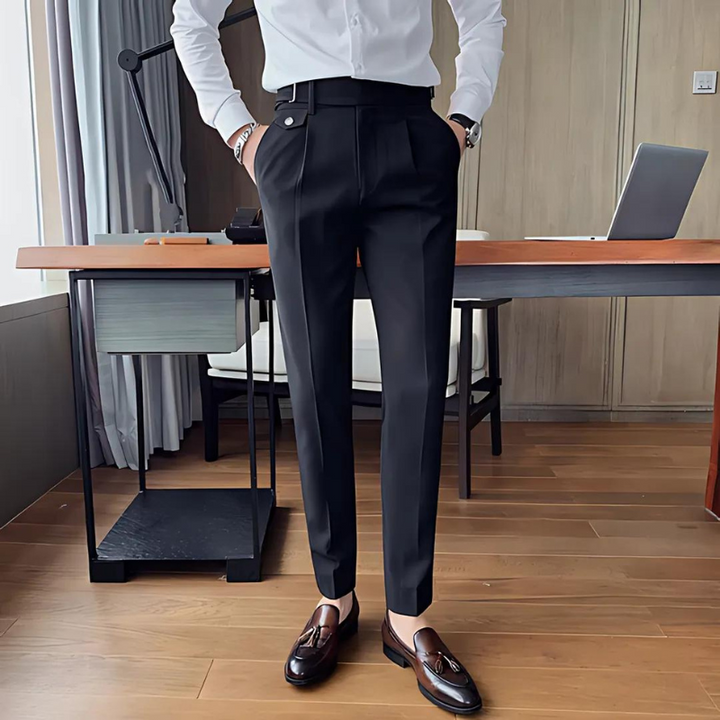 Retro Slim Fit Pleated Mens Suit Pants