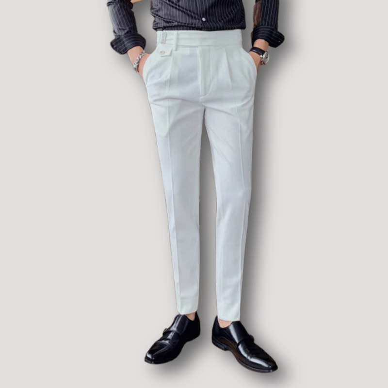 Retro Slim Fit Pleated Mens Suit Pants