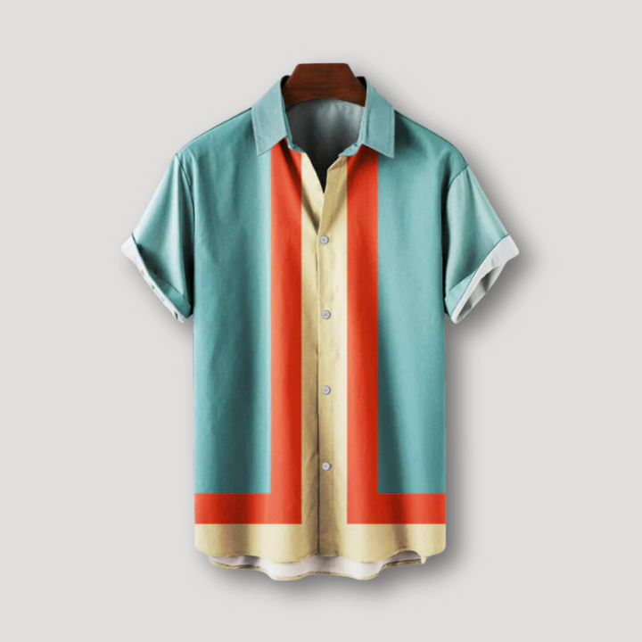 Double Layered Rainbow Striped Button Up Shirt Men