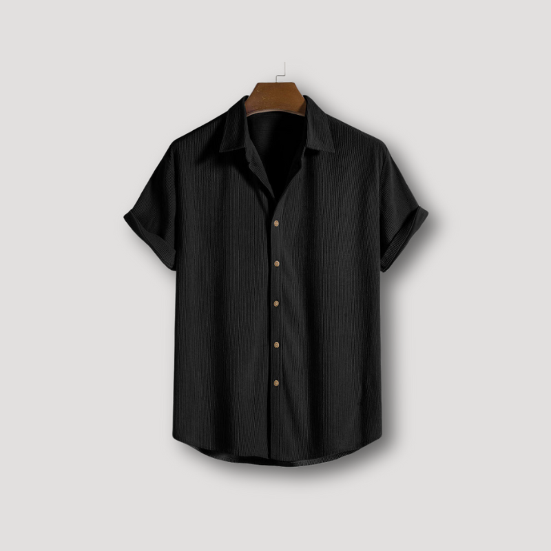 Men's Casual Short Sleeve Button Up Corduroy Shirt