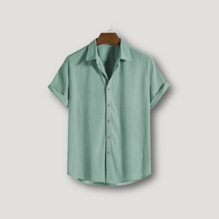 Men's Casual Short Sleeve Button Up Corduroy Shirt