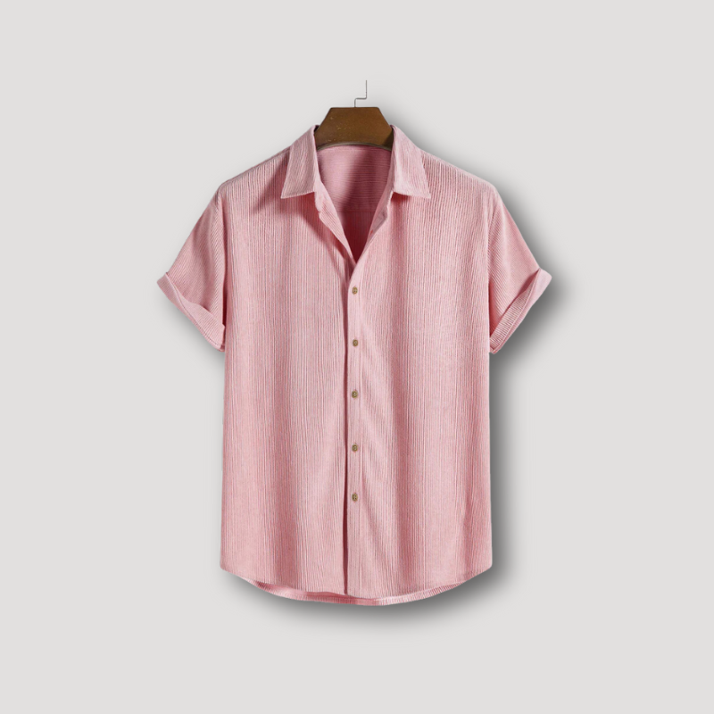 Men's Casual Short Sleeve Button Up Corduroy Shirt