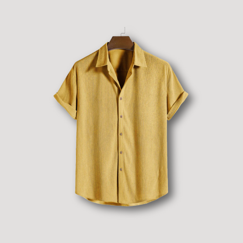 Men's Casual Short Sleeve Button Up Corduroy Shirt