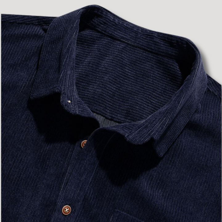 Ribbed Knit Half Button Corduroy Polo Shirts for Men