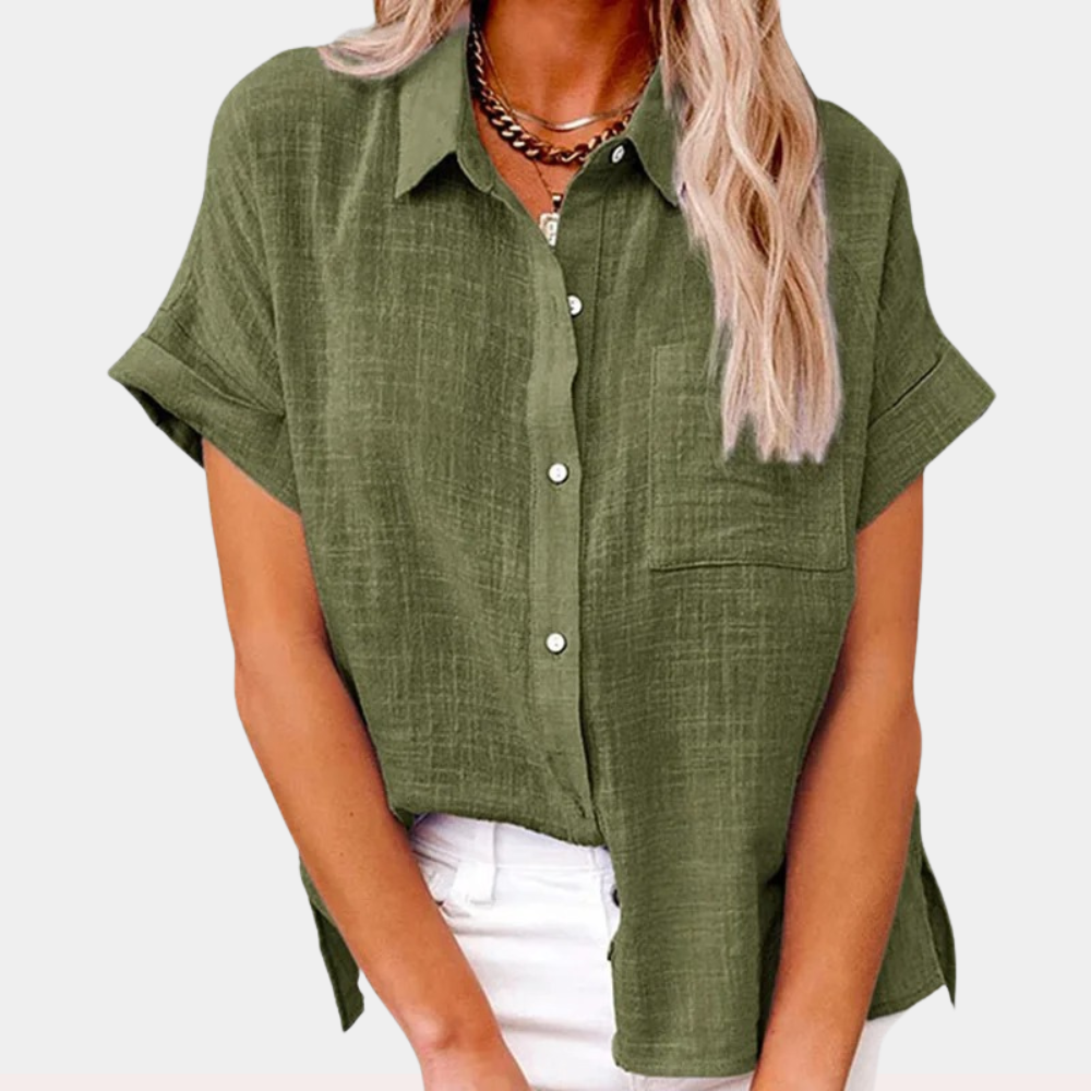 Stylish Linen Button-Up Shirt | Elodie