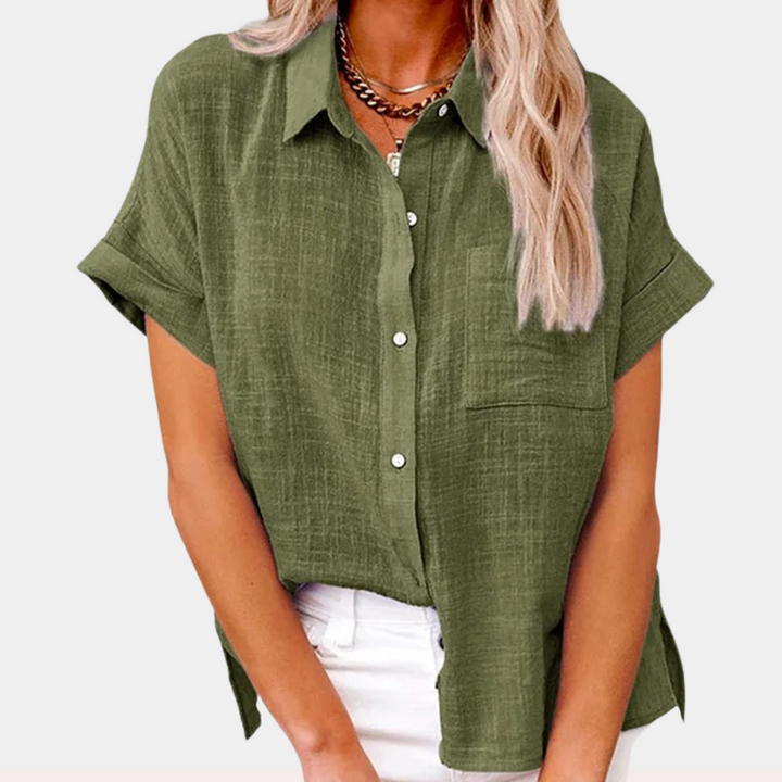 Stylish Linen Button-Up Shirt | Elodie