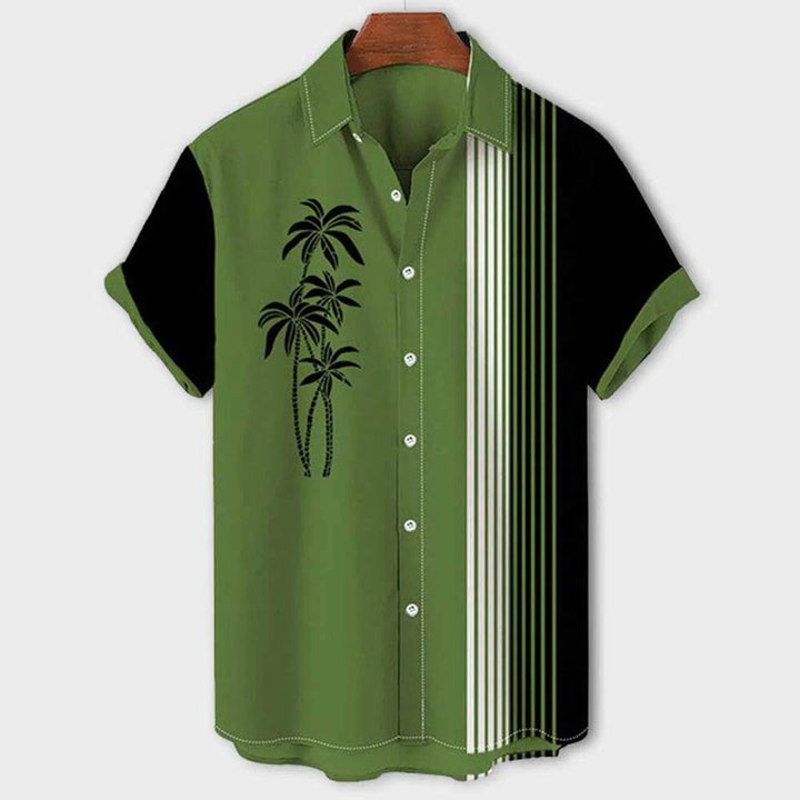 CLAUDE | Color Block Shirt with Palm Pattern for Men