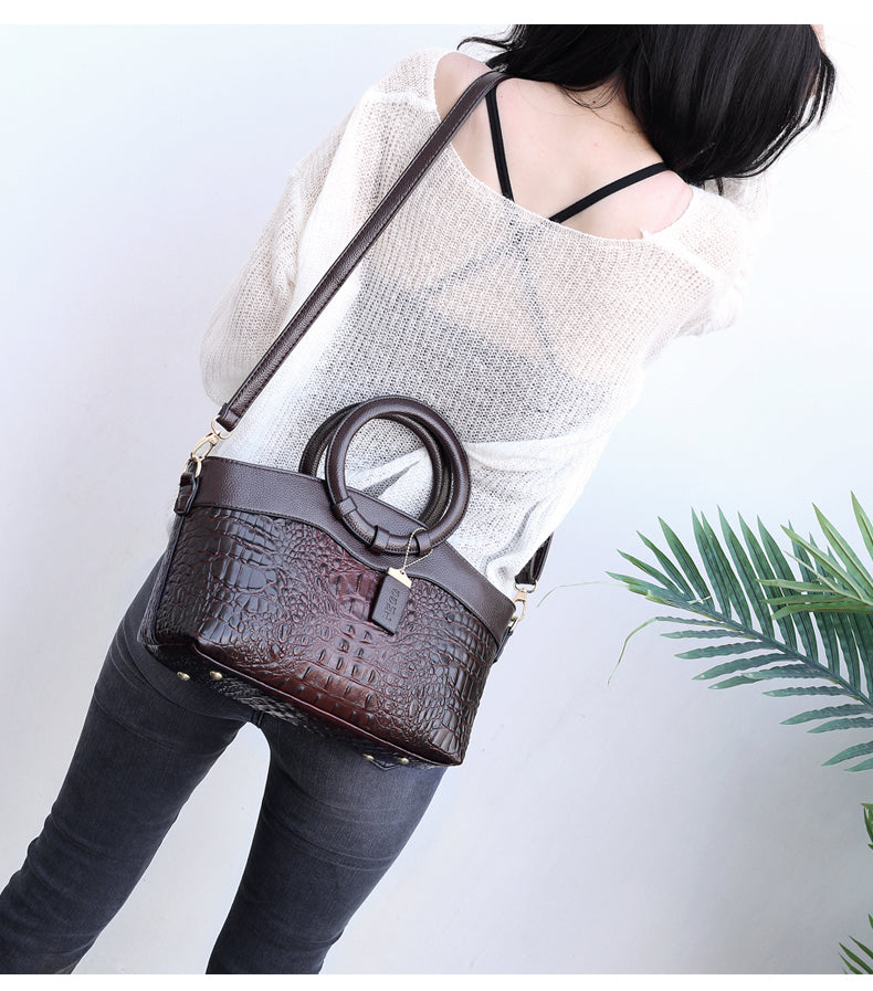 Yara - Elegant Handmade Leather Croco Bag