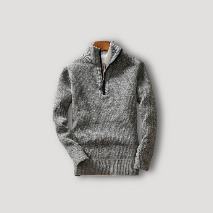 Quarter Zip Turtleneck Knitted Sweater for Men