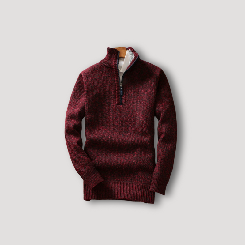 Quarter Zip Turtleneck Knitted Sweater for Men