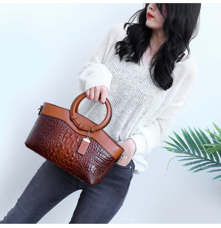 Yara - Elegant Handmade Leather Croco Bag