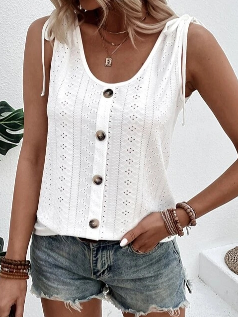 Button-Down Eyelet Tank Top | Avery