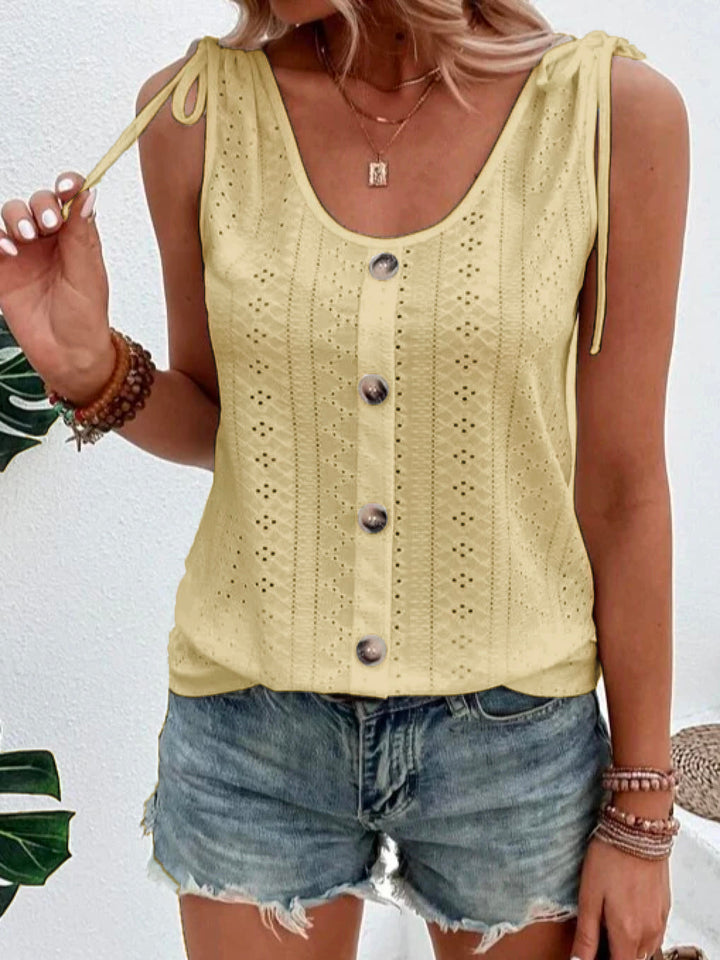 Button-Down Eyelet Tank Top | Avery