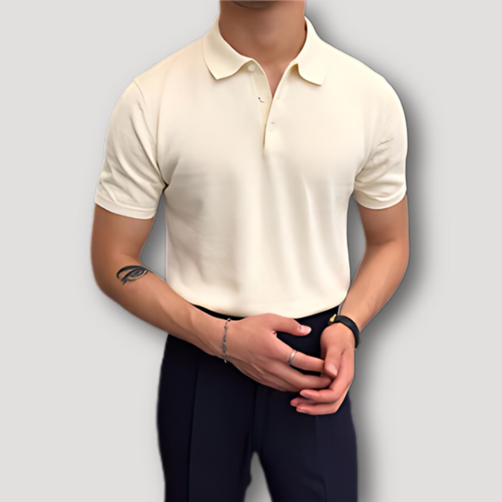 Short Sleeve Slim Fit Knitted Polo Shirt for Men