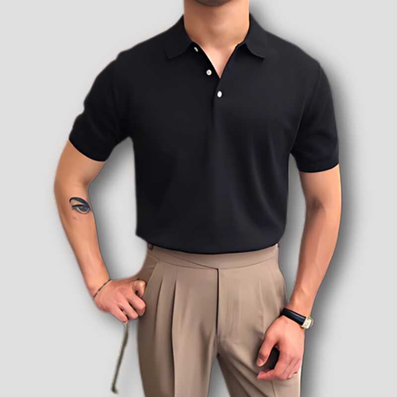 Short Sleeve Slim Fit Knitted Polo Shirt for Men