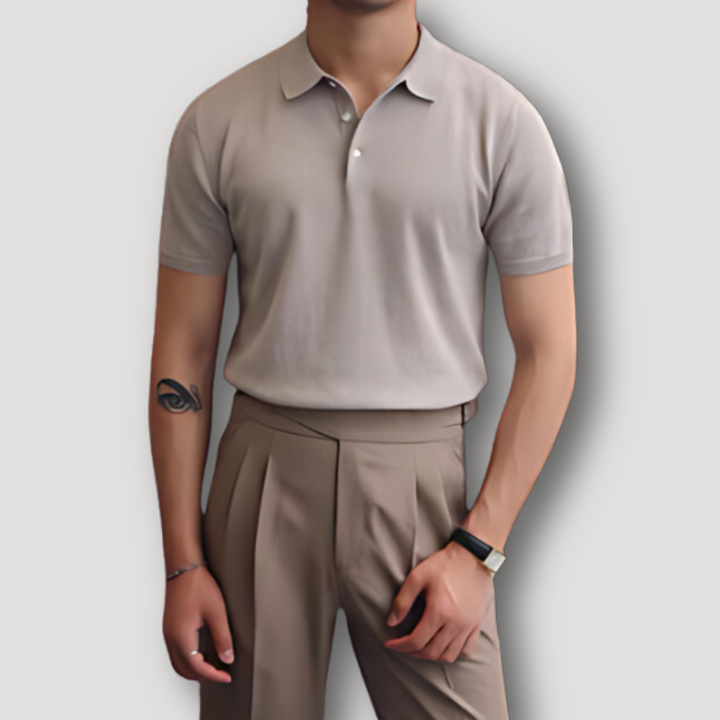 Short Sleeve Slim Fit Knitted Polo Shirt for Men