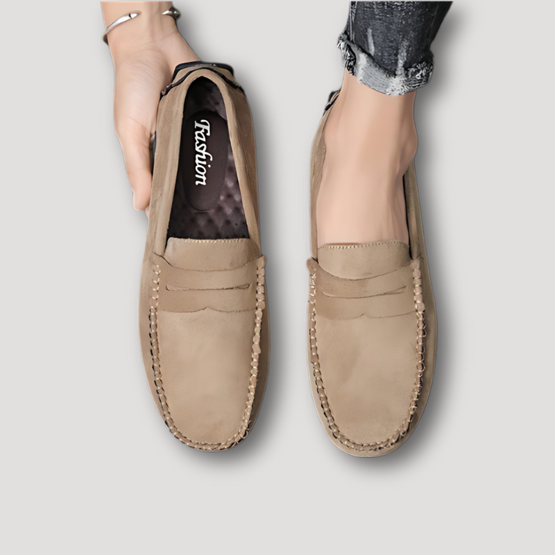 Genuine Suede Moccasin Penny Loafers Men