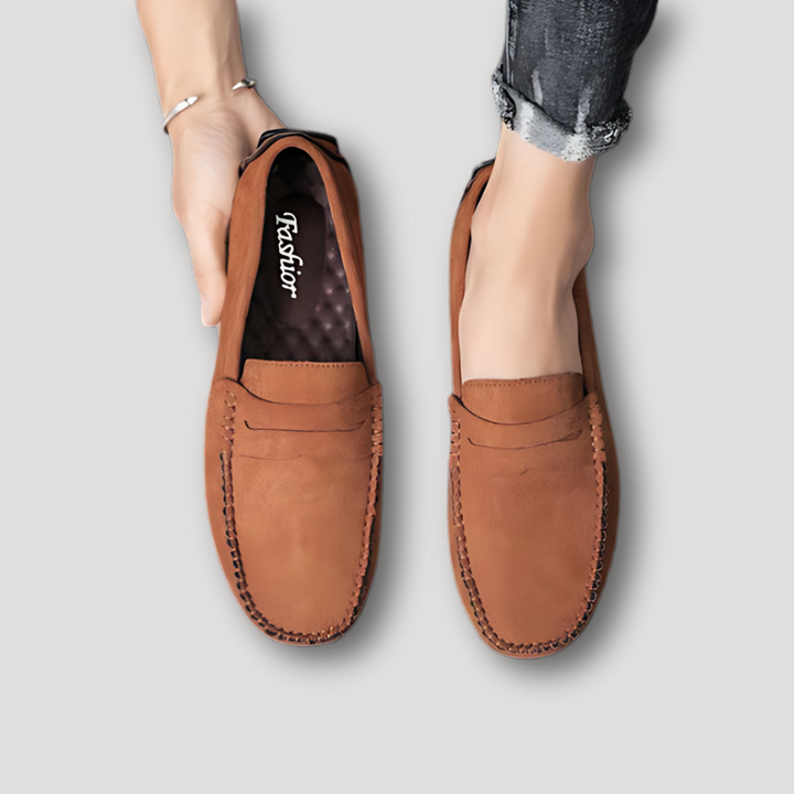 Genuine Suede Moccasin Penny Loafers Men