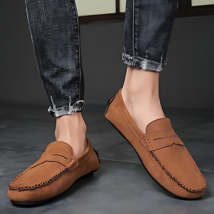 Genuine Suede Moccasin Penny Loafers Men