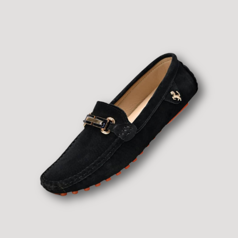 Slip On Suede Loafer With Buckle