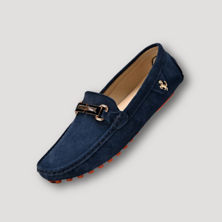 Slip On Suede Loafer With Buckle