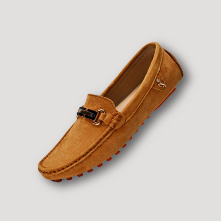 Slip On Suede Loafer With Buckle