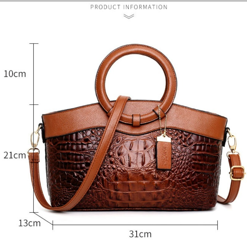 Yara - Elegant Handmade Leather Croco Bag