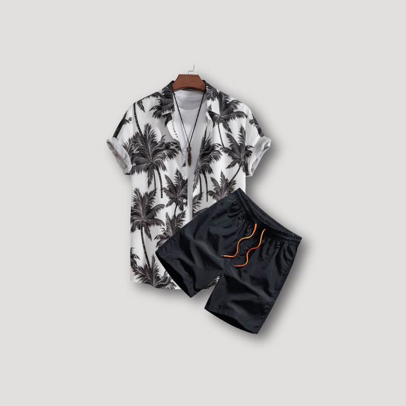 Button Up Hawaiian Shirt & Swim Shorts Men 2 Piece sets