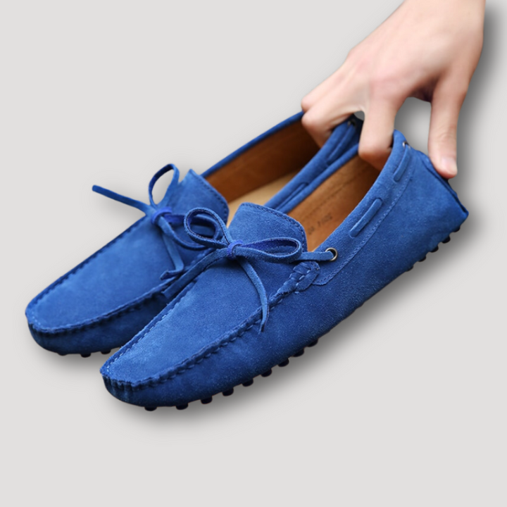 Lace Up Knot Suede Leather Loafers for Men