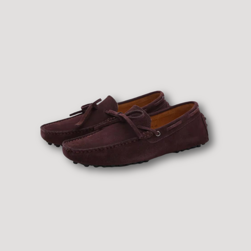 Lace Up Knot Suede Leather Loafers for Men