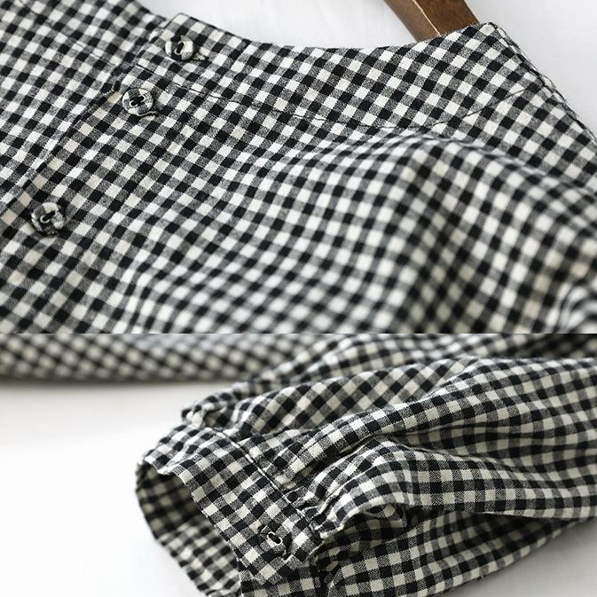 French Plaid Cotton Blouse