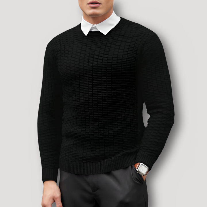 Plaid Jacquard Pullover Waffle Knit Sweatshirts for Men