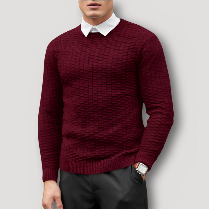 Plaid Jacquard Pullover Waffle Knit Sweatshirts for Men