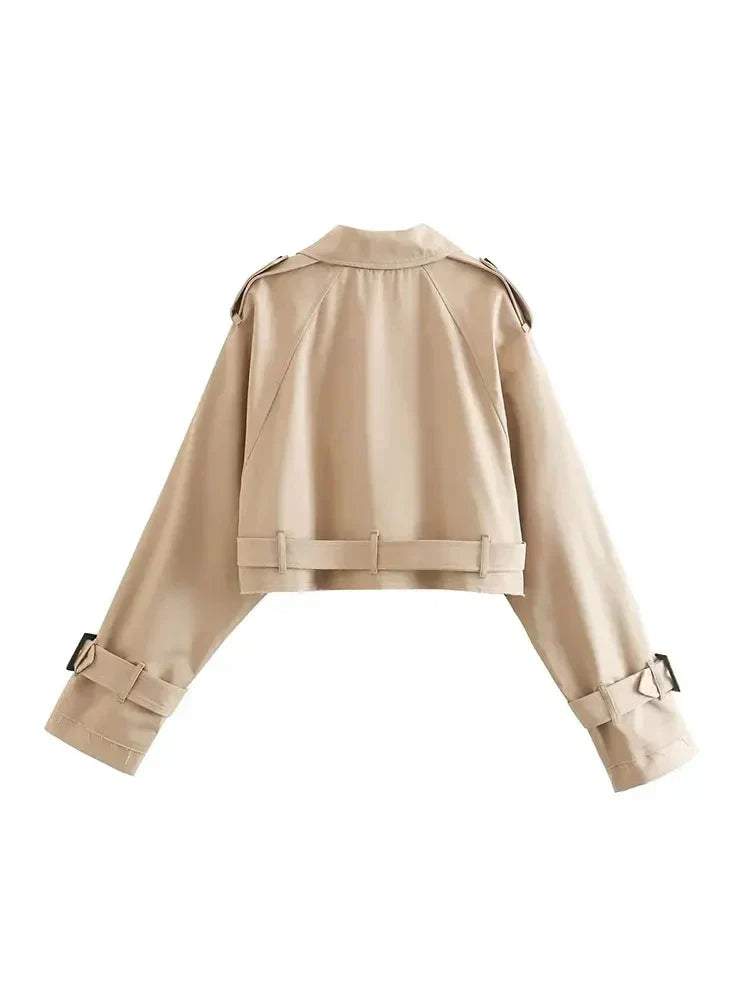 Chic Cropped Belted Jacket by Myrilla