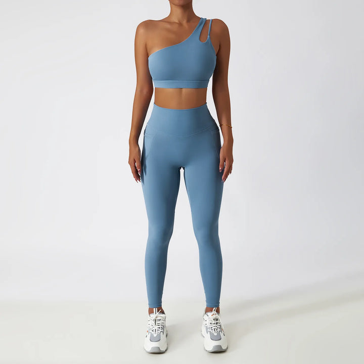 Riley - Denim Blue 2 Piece Leggings & Crop Set