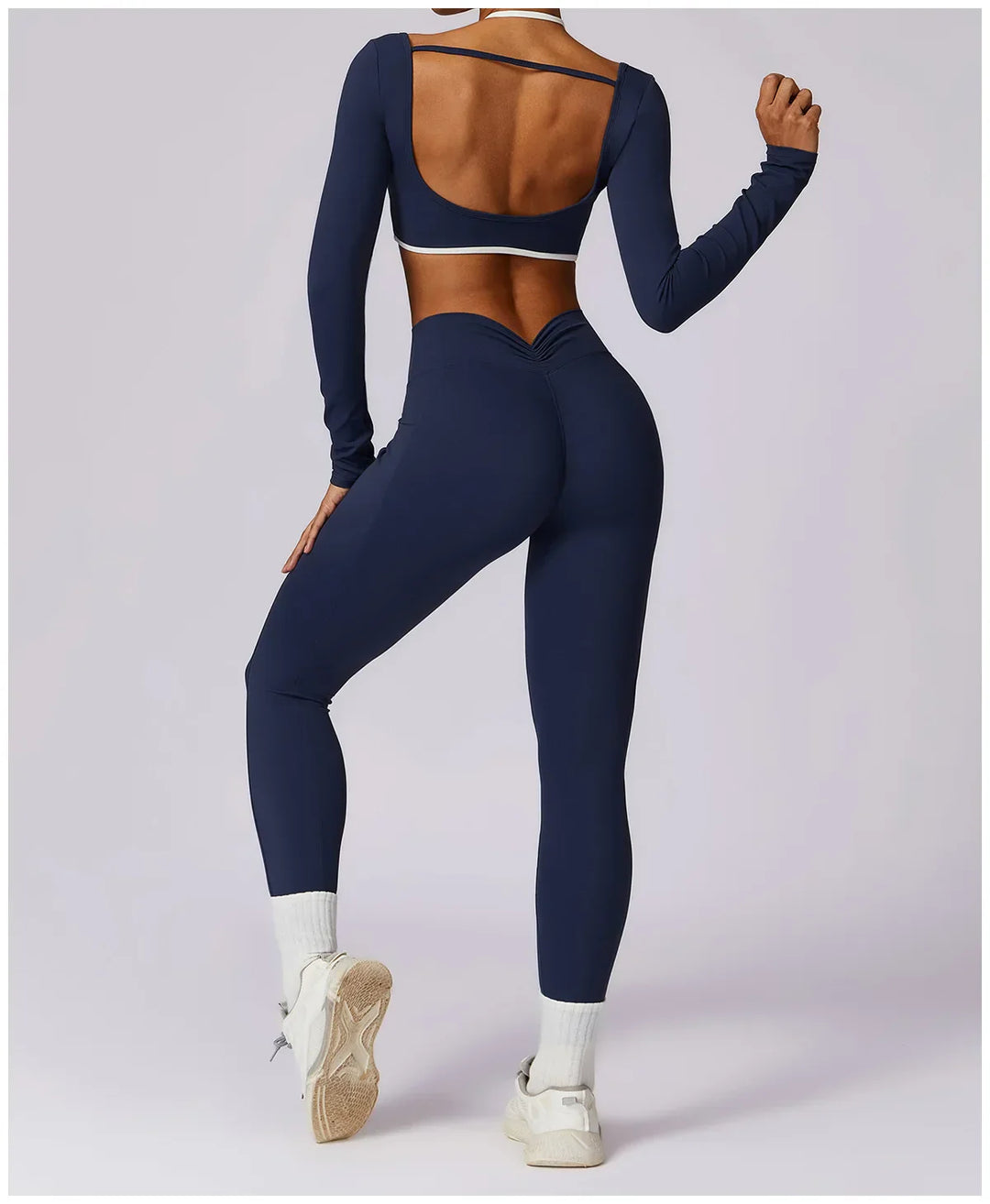 Mickie - 2 pce High Waist Leggings & Long Sleeve Crop Top