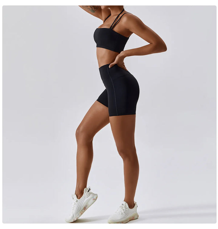 Kylie -  Black Seamless High Waist Leggings/CropTop  Set