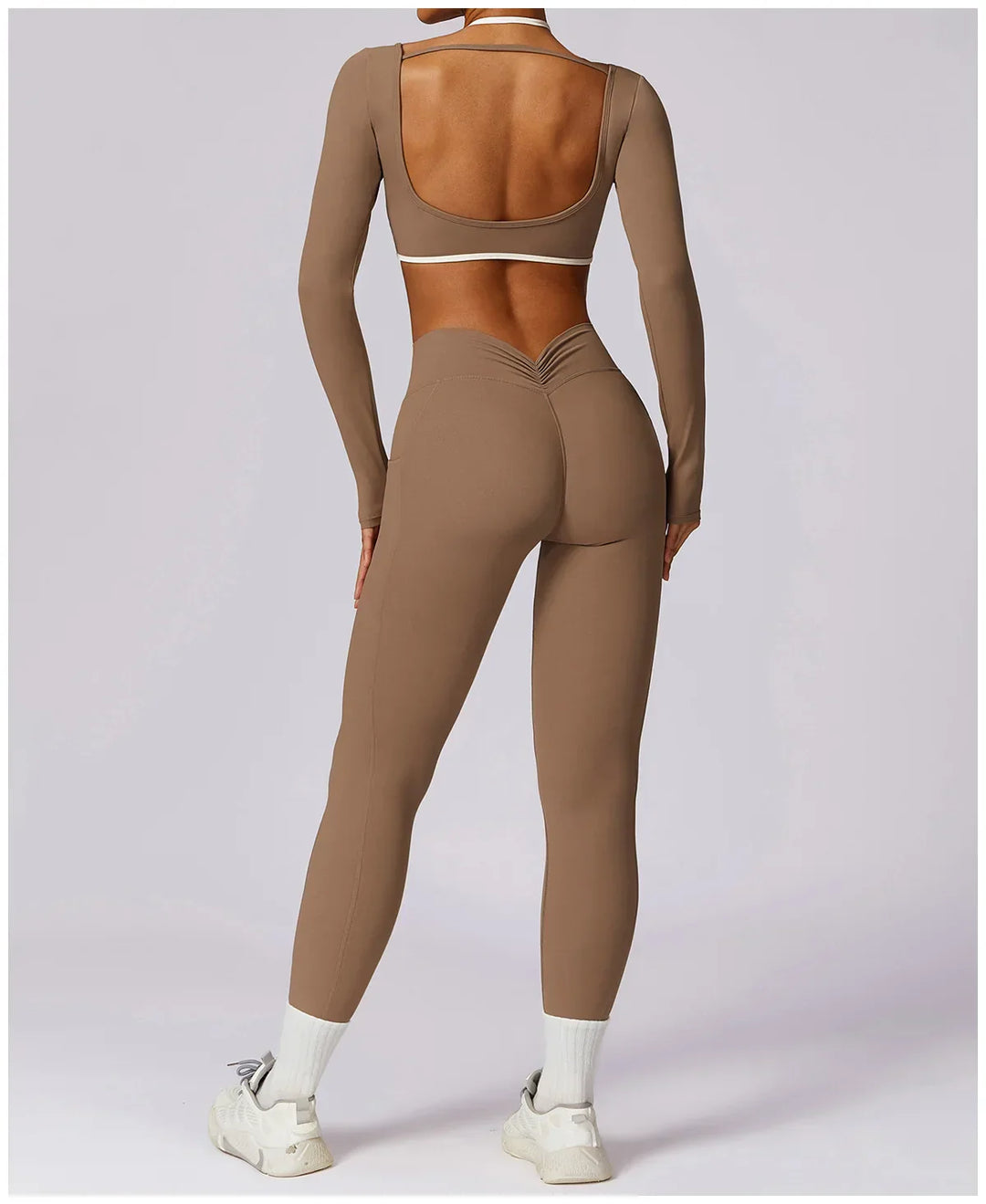 Mickie - 2 pce High Waist Leggings & Long Sleeve Crop Top