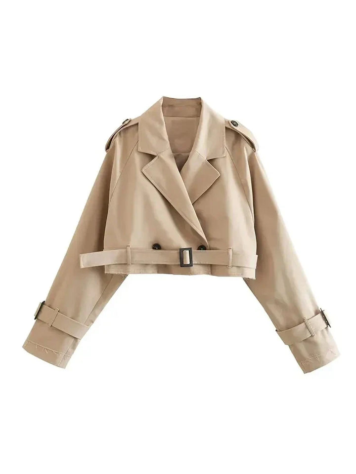 Chic Cropped Belted Jacket by Myrilla