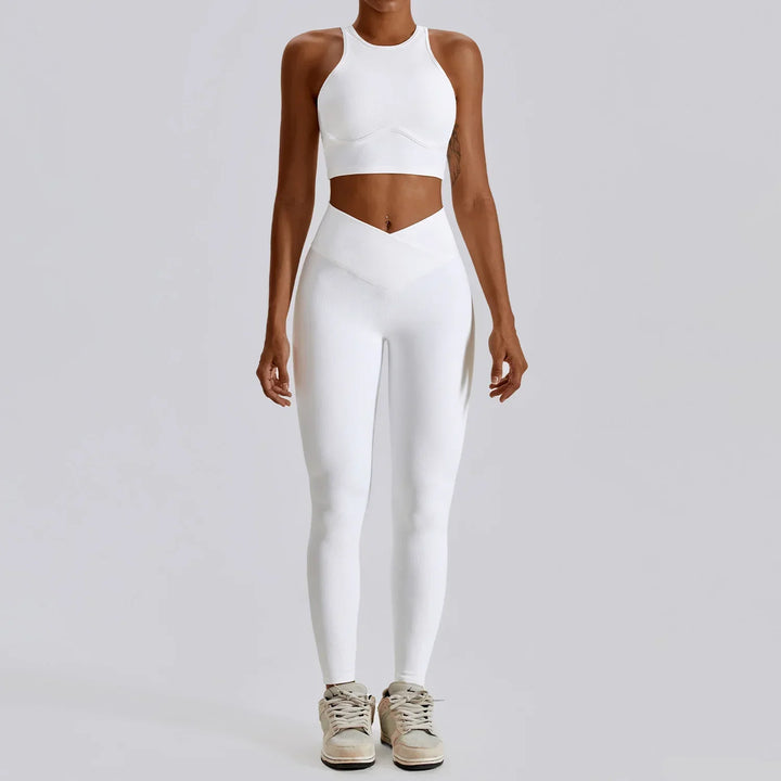 Toni - Seamless Sportswear V-front Legging  with High Neck Crop Top